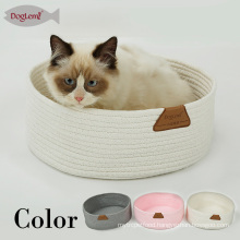 Tindy Hand made Sewing Cotton Rope Bed For Cat Round Portable Pet Cave